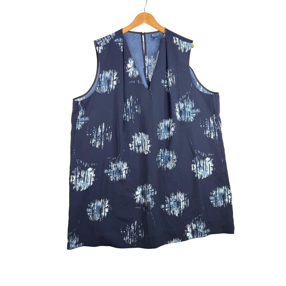 New Scoop Printed Sleeveless V-neck Shirt size 4X Blue